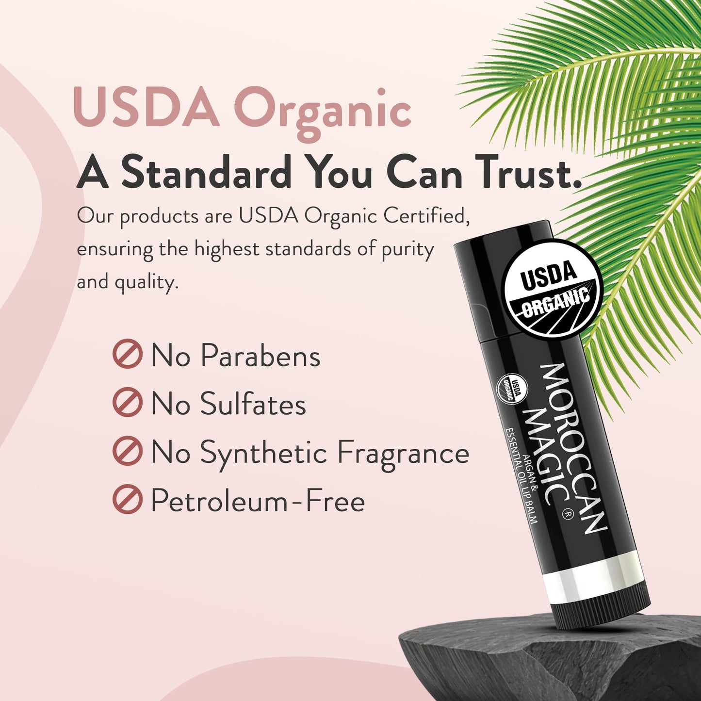 Moroccan Magic Organic Pure Coconut Lip Balm 3 Pack | Ultra-Hydrating Argan & Essential Oil Lip Moisturizer + Vitamin E | Natural Chapsticks for Dry Lips | Smooth, Non-Toxic | Organic Lip Balm Set