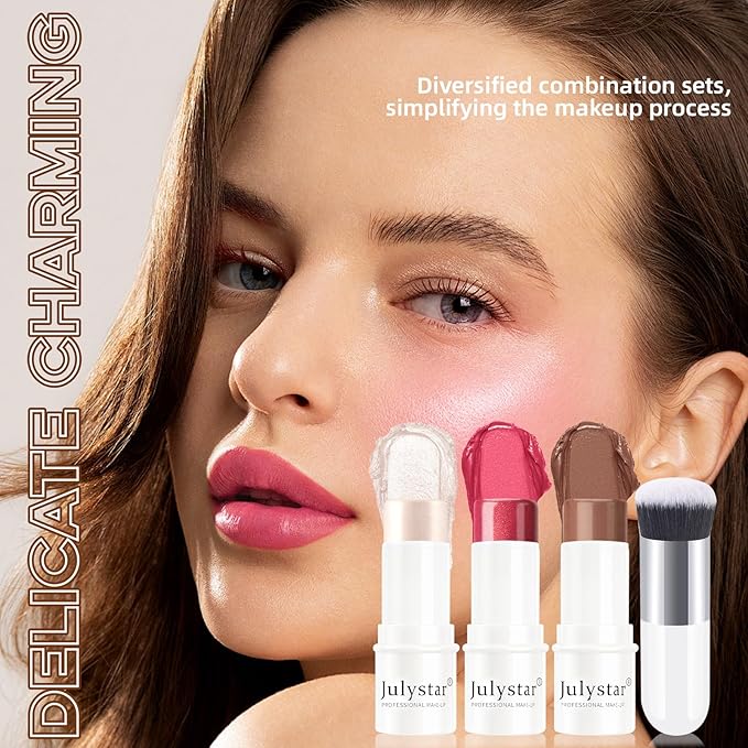 3Pcs Cream Contour Stick Makeup Set, Cream Bronzer