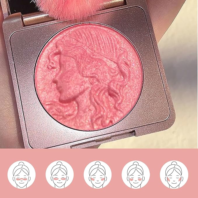 Embossed Smooth Powder Blush Palette for Cheeks, Powder Palette (Pink+Orange)
