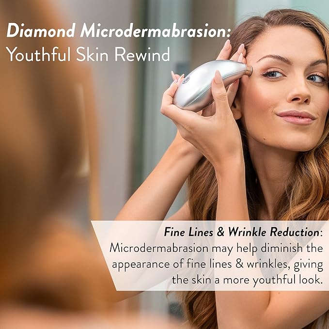 Microderm GLO Diamond Microdermabrasion Machine and Suction Tool - Clinical Micro Dermabrasion Kit for Anti Aging, Advanced Home Facial Treatment System, Blackhead Remover & Exfoliator for Acne Scars