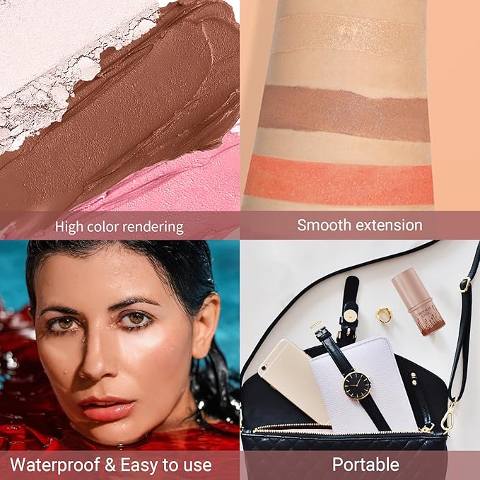 3pcs Face Contour Stick, Highlighter Stick Blush Stick Teen Girls