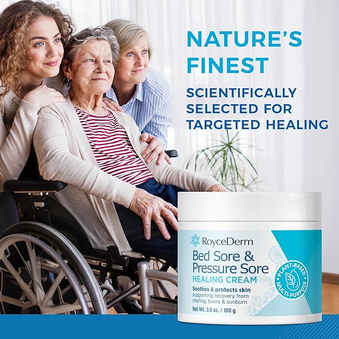 Bed and Pressure Sore Treatment Cream: Fast Healing Cream for Chafed Skin and Pressure Ulcers on Legs & Buttocks - Pressure Sore Relief for Bedridden, Elderly and Amputees - with Calendula - 3.5OZ