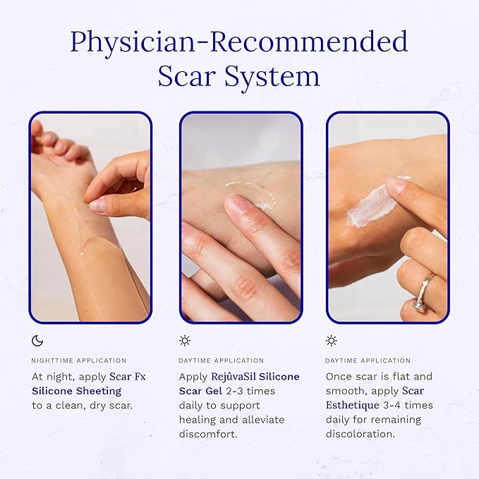 Rejuvaskin Scar Esthetique Scar Cream with Silicone, Reduces the Appearance of Surgical Scars, Burns, Stretch Marks, Keloids & Acne Scars, 10ml/0.338 Oz
