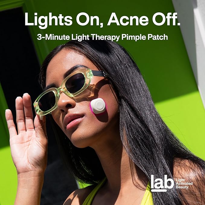 l.a.b Light Therapy Acne Patch, 1-Pack, LED Red and Blue Light Hydrocolloid Acne Patches, Fast Acting 3 Minute Skin Care Pimple Patch Spot Regimen for Zits, Blemishes, 30 Uses