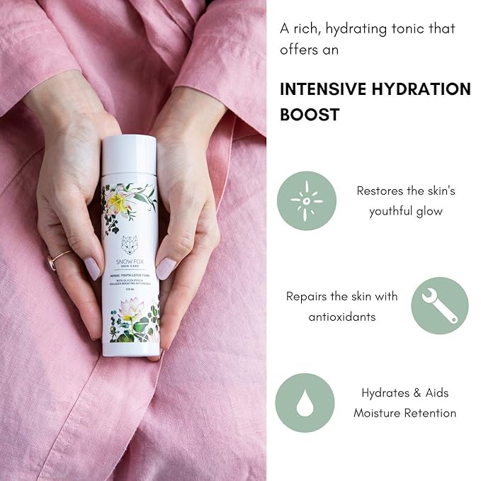 Snow Fox Skincare Herbal Youth Lotus Tonic for All-Day Hydration; 120 mL
