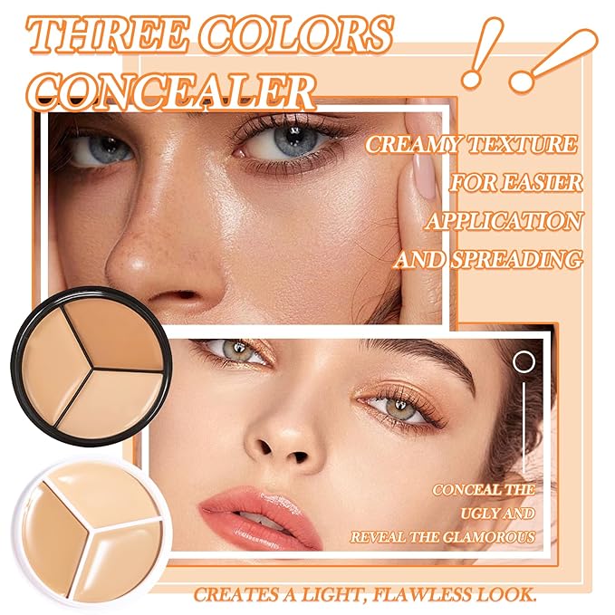 3 Colors Correcting Concealer Makeup Cream Contour Palette,Cream