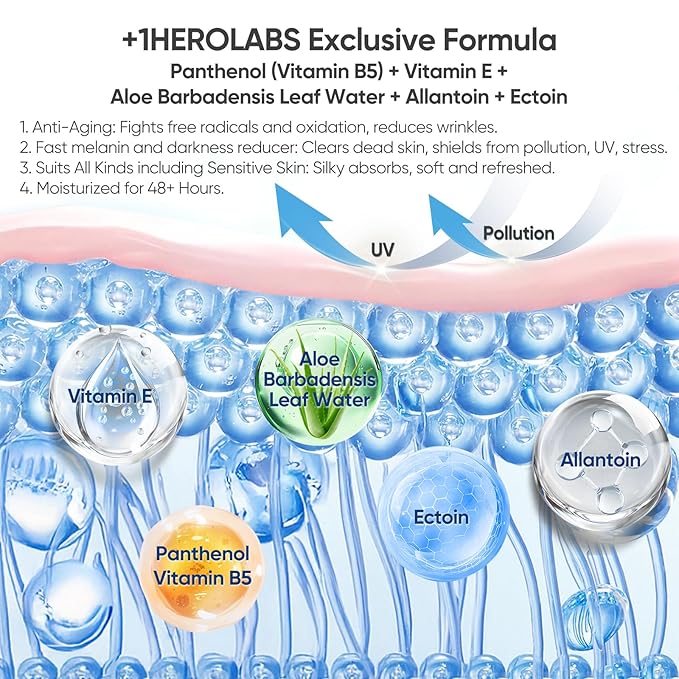 Hyaluronic Acid Serum for Face with Vitamin B5, C, E & Niacinamide, Hydrating & Plumping Face Serum for Sensitive Skin, Fragrance-Free 2 Fl Oz