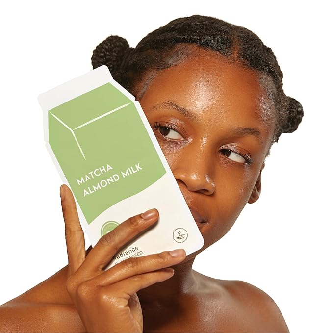 ESW Beauty Matcha Almond Milk - Radiance Plant-Based Milk Face Mask (6-Pack) - Revitalizing with Matcha Green Tea & Sweet Almond for Dull, Uneven Skin - Awakens & Revitalizes