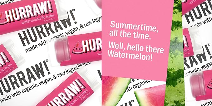 Hurraw! Watermelon Lip Balm, 2 Pack: Palm