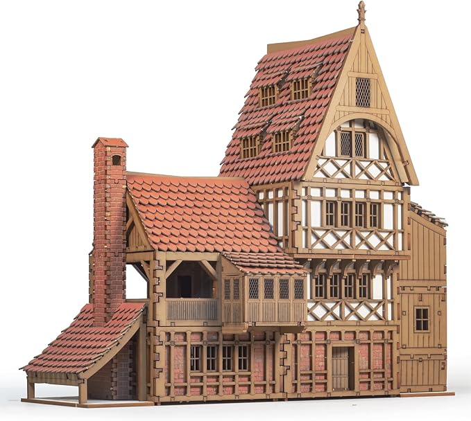 Guild Hall - DIY Wooden House Building Kit for Architecture & Engineering Assembly Set for Teens and Adult, Tabletop Games, Makes a Great Gift for who Like Creative Play - Realistic