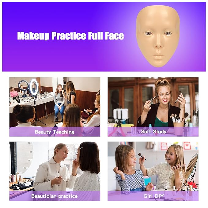 Makeup Practice Mannequin Face, 5d Reusable Silicone Makeup