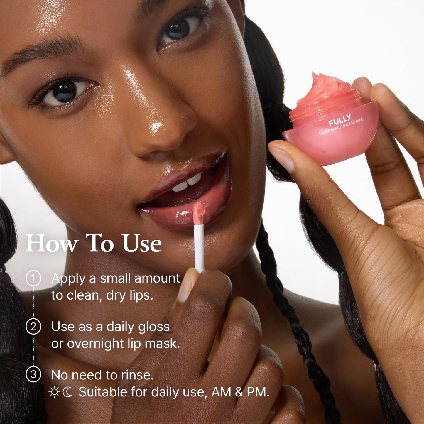 FULLY Red Tomato Jelly Lip Sleeping Mask, Korean Lip Balm for Dry, Chapped Lips, Tomato Seed Oil & Hyaluronic Acid, Overnight Hydration & Plump Glossy Finish, Non-Sticky Vegan Lip Treatment | 0.42 oz