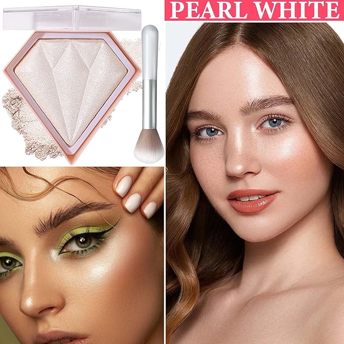 Face Glitter Blush Shimmer Waterproof Highlighter Blusher Powder,Facial