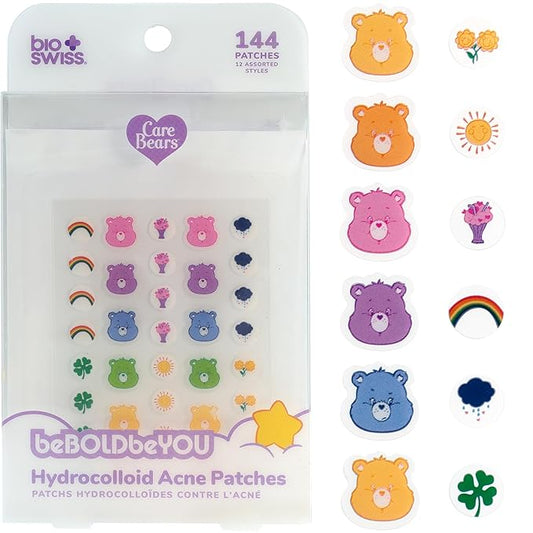 BioSwiss Pimple Patches, Care Bears Printed Acne Patch for Zits and Blemishes, Hydrocolloid Spot Stickers for Face and Skin, 144 Count