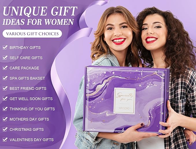 Birthday Gifts for Women Self Care Gifts Get Well Soon Gifts, Lavender Relaxing Spa Gifts Basket Care Package w/ Luxury Flannel Blanket, Unique Mothers Day Gifts Idea for Mom Her Friend Sister Wife