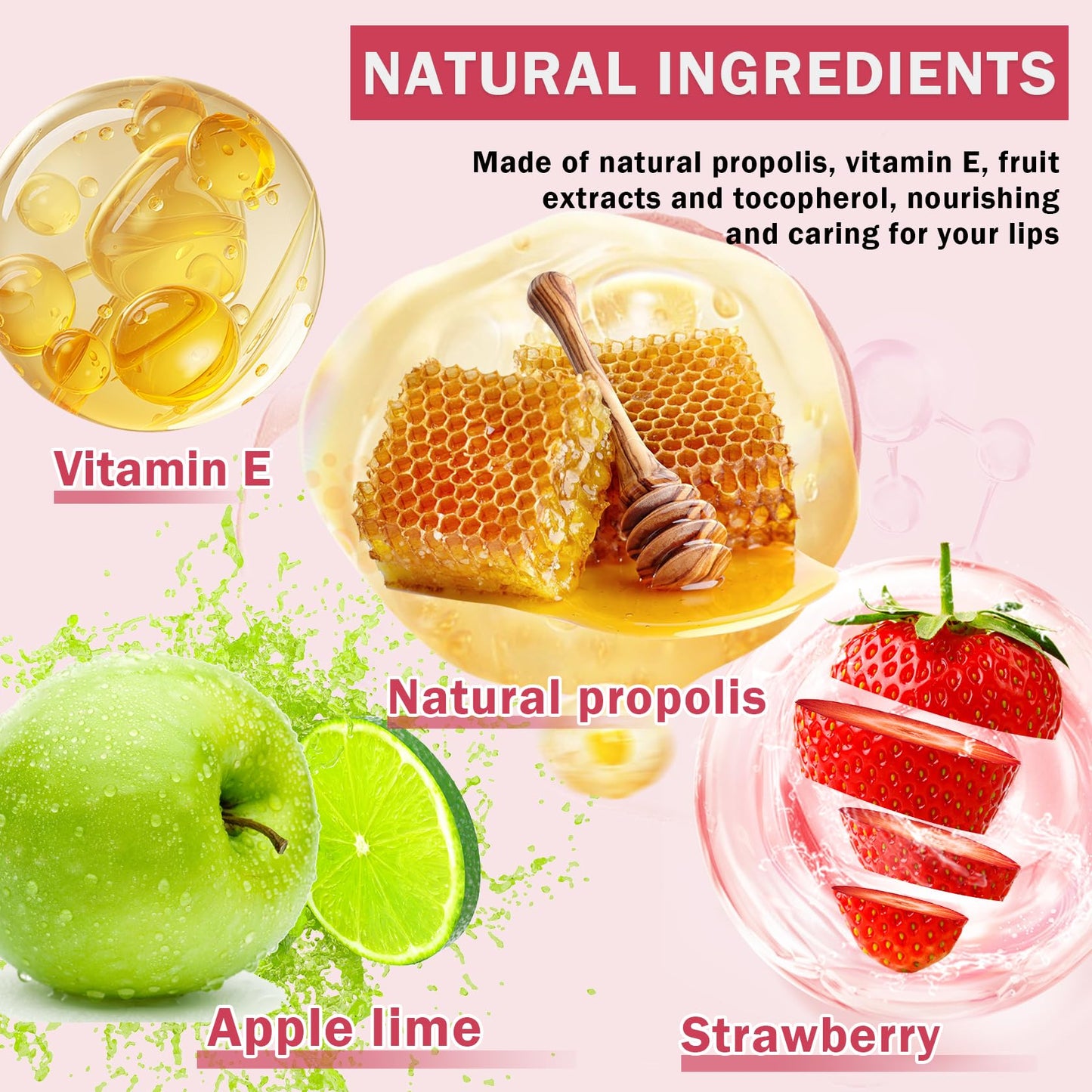 AOAZXBB 4 PCS Bee Lip Balm Honey Pot Honey Lip Balm,Honey Strawberry Watermelon Apple Lip Mask,Sleeping Lip Mask Reduces Lip Lines,Hydrating Exfoliating Lip Balm