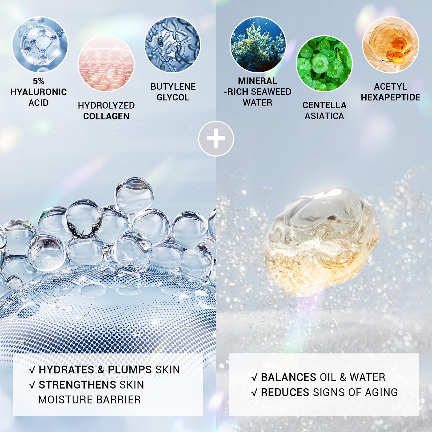 Ultra Hydrating Set: 5% Hyaluronic Acid + Emergency Repair Oil Suspension Serum for Sensitive, Dry & Damaged Skin | Instant Lift & Firming, Soothing for Face 90ml (Hyaluronic+Oil Serum 2pcs)