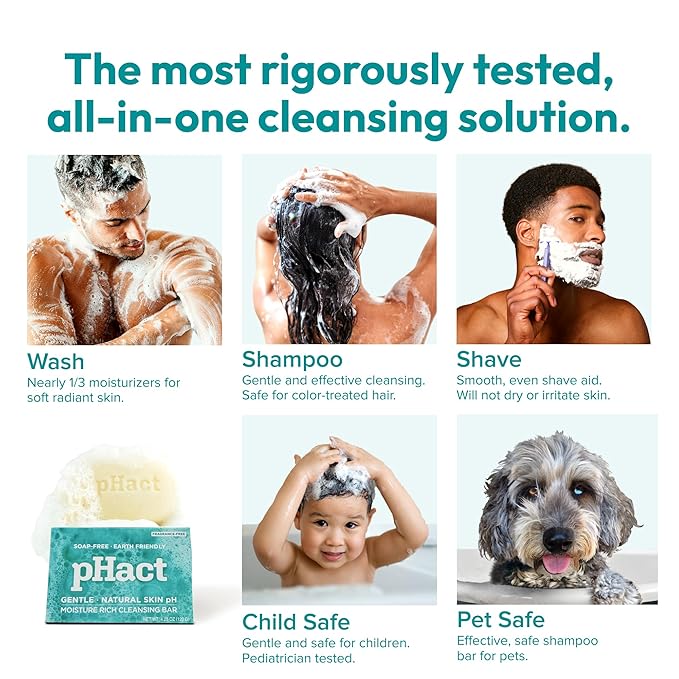 ANDREW LESSMAN pHact Moisture-Rich, Soap-Free Cleansing Bar. Natural Skin pH. Fragrance-Free. All Skin Types - Even Sensitive Skin. Hypoallergenic. Dermatologist Tested. 12 Pack 4.25 oz each