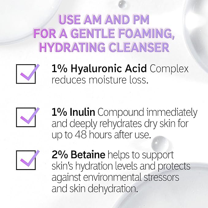 The INKEY List Hyaluronic Acid Cleanser, Daily Hydrating Face Cleanser, Helps Hydrate Skin and Lock In Moisture, Removes Makeup, For All Skin Types, 5 fl oz