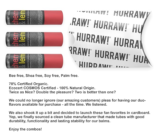 Hurraw! Cherry & Lemon Lip Balm,