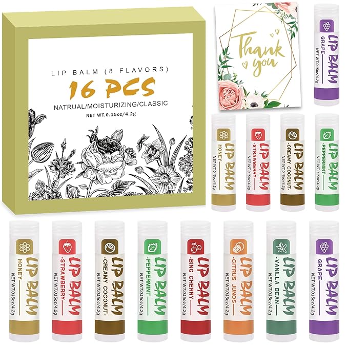 16 Pack Lip Balm, Natural Lip