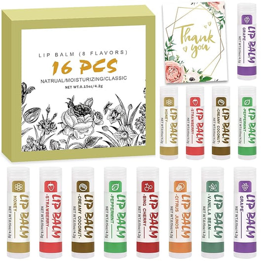 16 Pack Lip Balm, Natural Lip