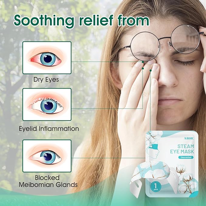 60 Pack Steam Eye Masks Disposable for Dry Eyes, Heated Eye Mask Warm Compress for Eyes, Relaxation Gifts, Travel Essentials - Lavender, Unscented, Chamomile, Rose