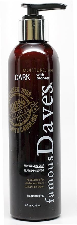 Dave's Dark Self Tanner Sunless Tanning Lotion with Bronzer - For All Skin Types