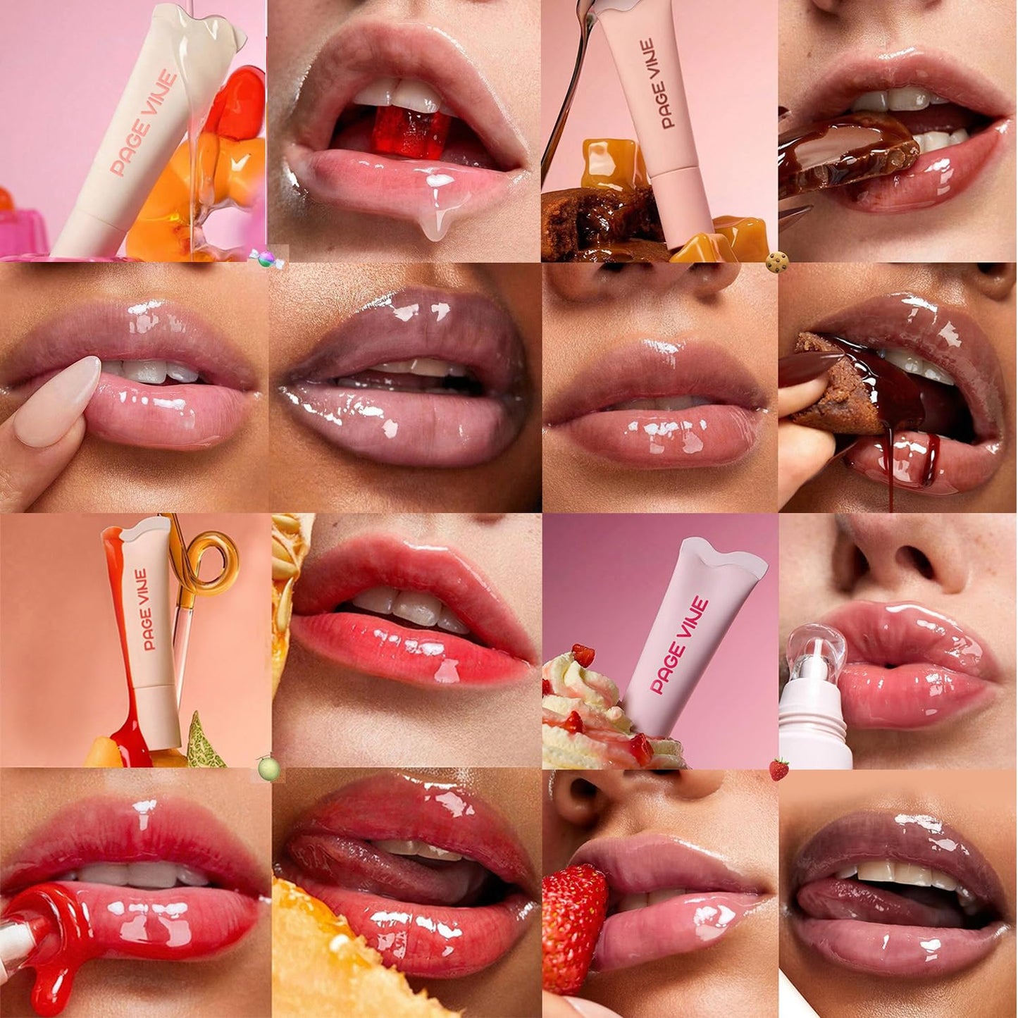 Bekoeen 4 Pcs Hydrating Lip Gloss Lip Jam Set, Glow Tinted Lip Jelly, High Shine Glass Finish Nude Lip Treatment Liquid Lipstick for Girls and Women