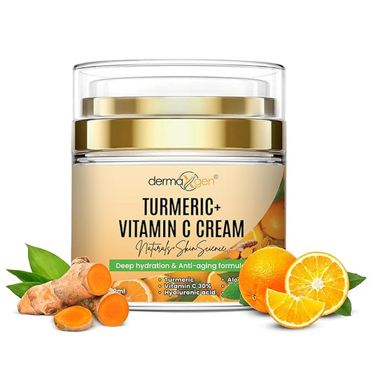 Turmeric Face Cream with 30% Vitamin C – Hydrating Glow Boosting Moisturizer for Normal, Dry, Oily, and Combination Skin – Organic Ingredients – 1.7 FL OZ