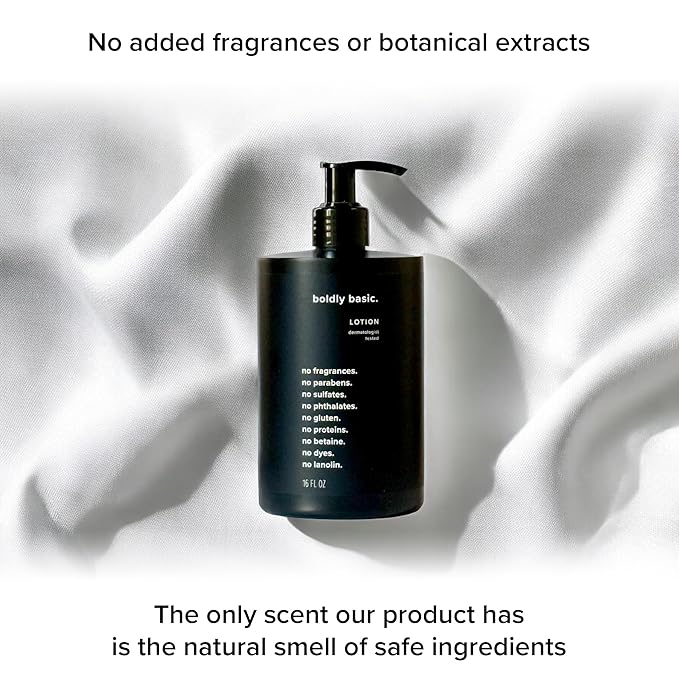 Fragrance Free Lotion - Moisturizer for Dry and Sensitive Skin - Non Greasy - Unscented - Dermatologist Tested - No Sulfates, Parabens or Gluten - Hypoallergenic & Moisturizing