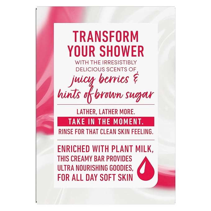 Dove Plant Milk Cleansing Bar Soap Oat Milk & Berry Brulee Moisture Marvel 4 Count for Moisturized Skin Gentle Cleanser, No Sulfate Cleansers or Parabens, 98% Biodegradable Formula 5 oz