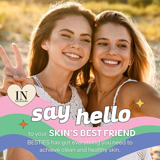 InstaNatural BESTIES Gentle Teen Face Cleanser | Vitamin C, Aloe Vera, Coconut Water | Simple Skincare for Healthy Skin | for Blemishes, Uneven Tone, Hydration, (Face Wash for All Skin Types)