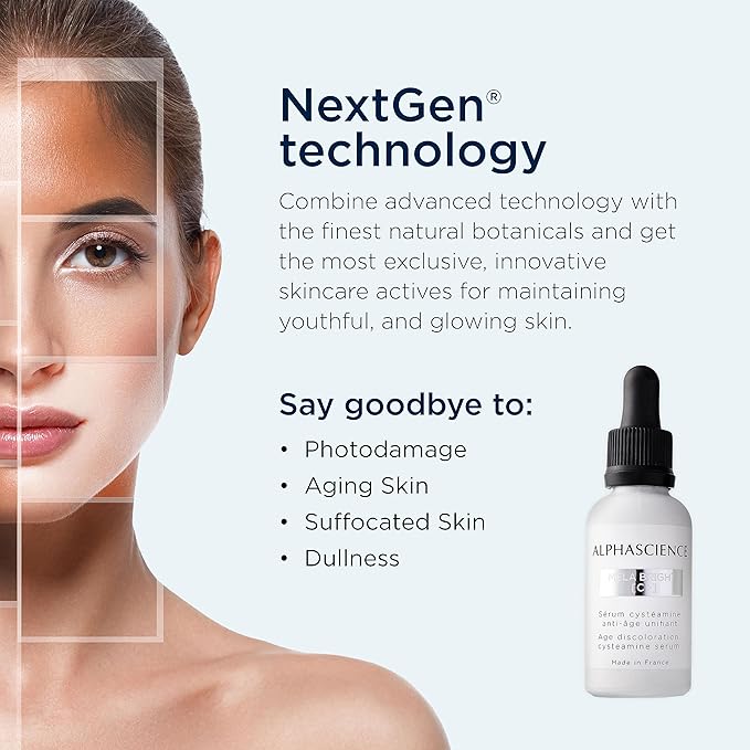 ALPHASCIENCE Mela Bright [C+] Serum - Helps Enhance Skin - Protect Skin's Barrier - Pro-Collagen Action - with Stable Cysteamine, 30 ml / 1 fl. oz.