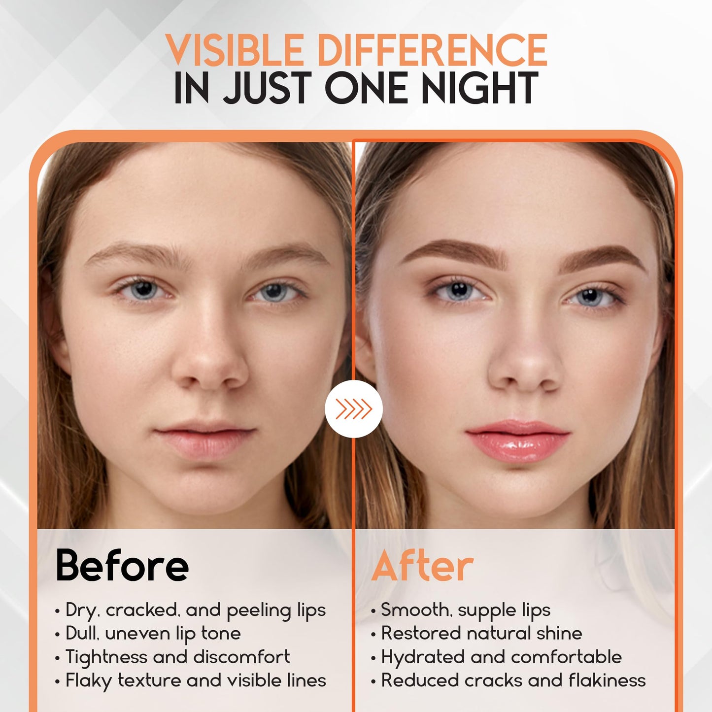 Lip Mask Overnight with Hyaluronic Acid & Collagen, Lip Sleeping Mask for Dry Cracked Lips, Moisturizing, Hydrating, Exfoliating Night Treatment for Lip Care (Peach)