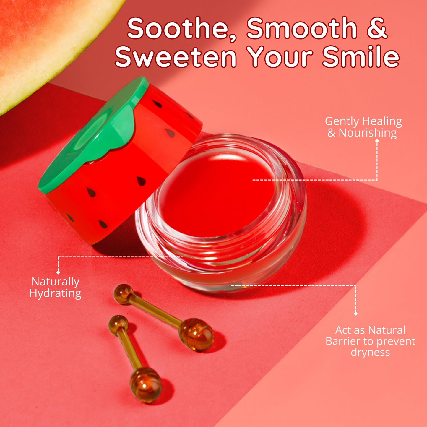 Original My Bee Balm Lip Balm - Watermelon Hydrating Balm Honey Pot for Dry, Chapped & Cracked Lips with Propolis, Honey & Vitamin E - Soften, Smooth & Reduce Lip Lines