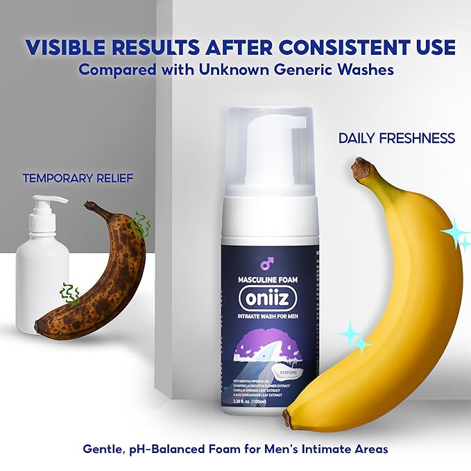 Masculine Foam Perfume | 3-Barrier Intimate Protection | Gentle Intimate Wash for Men | Natural Ingredients | pH Balance | Sweet & Alluring Aroma | Prevents Odor & Itching 3.38 fl. oz