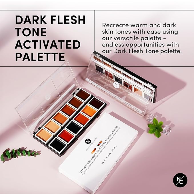 12 Color Dark Flesh Tone Alcohol Activated Makeup
