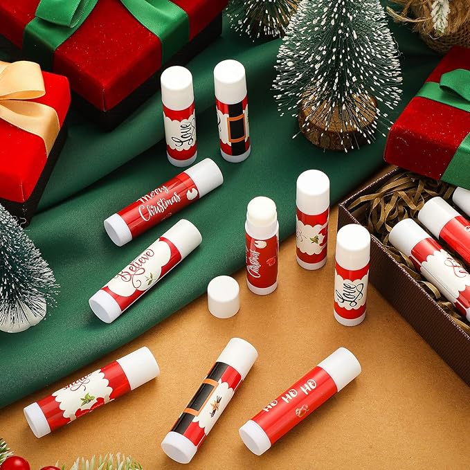50 Pieces Christmas Santa Lip Balm Moisturizing