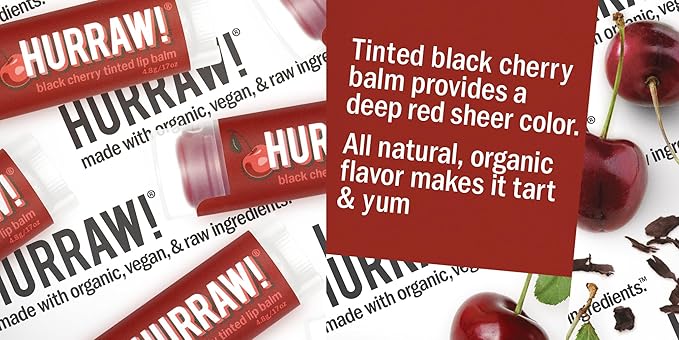Hurraw! Black Cherry Tinted Lip Balm, Palm