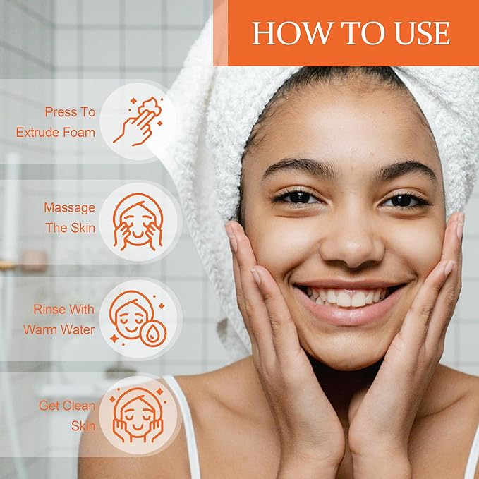 Turmeric Kojic Acid Foaming Facial Cleanser, Kojic Acid And Turmeric Exfoliating Face Wash With Brush (4.23 fl.Oz), 2pcs