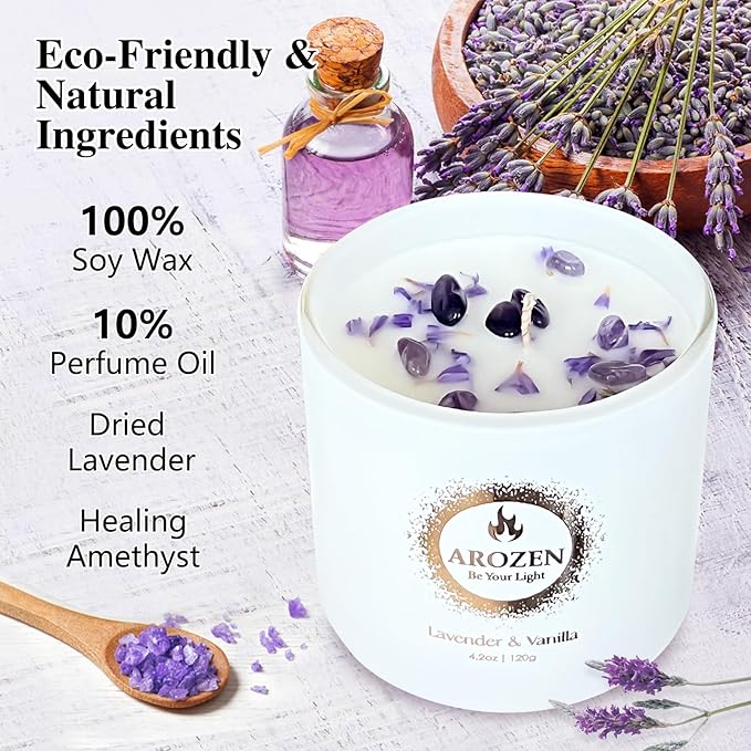 3 Pack Scented Candles Gift Set for Women, Birthday Gifts for Women, Valentines Day for her, Mothers Day Gifts, Candles for Home Scented of Lavender, Ocean Breeze & Rose Sandalwood