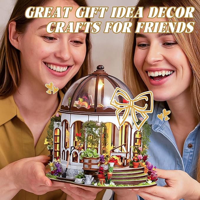 Kisoy DIY Miniature House Kit, Tiny House Building Kit with Furniture and LED Light for Adults and Teens, DIY Mini House Craft Kit, Decorations/Gifts for Family and Friends（Hanging Garden）