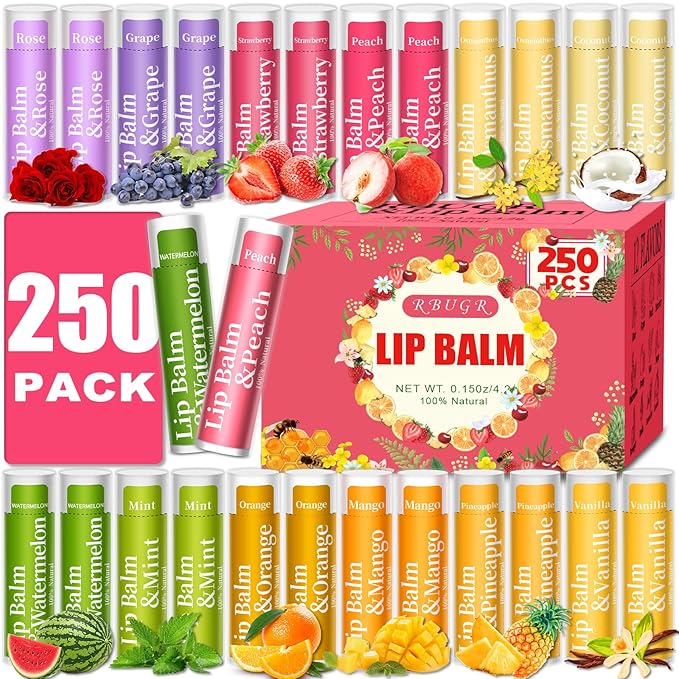 250 Pcs Lip Balm Bulk,12 Fruit