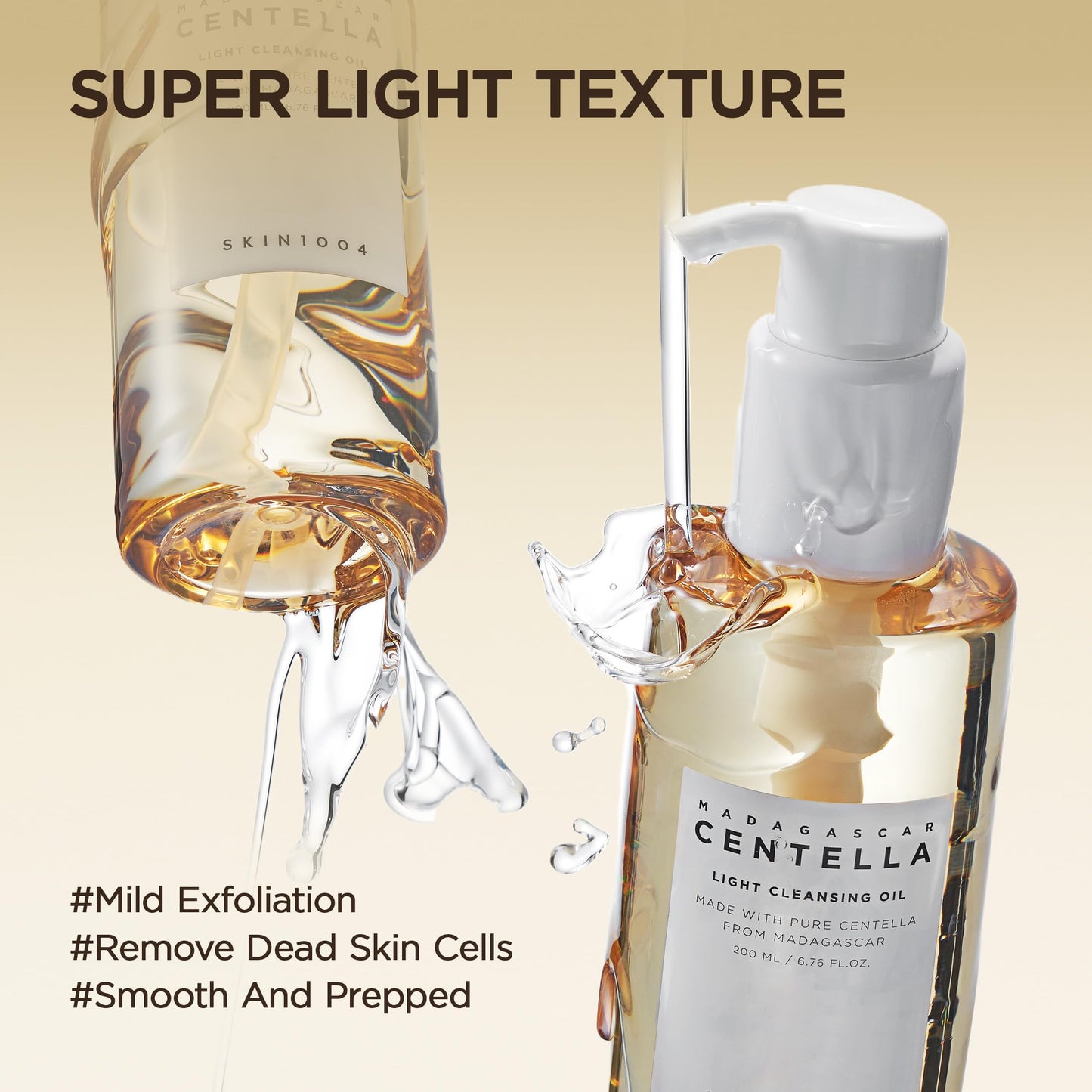 SKIN1004 Madagascar Centella Light Cleansing Oil 6.76 fl.oz, 200ml | Gentle Oil Cleanser for Face, Korean Facial Cleanser, Double Cleansing