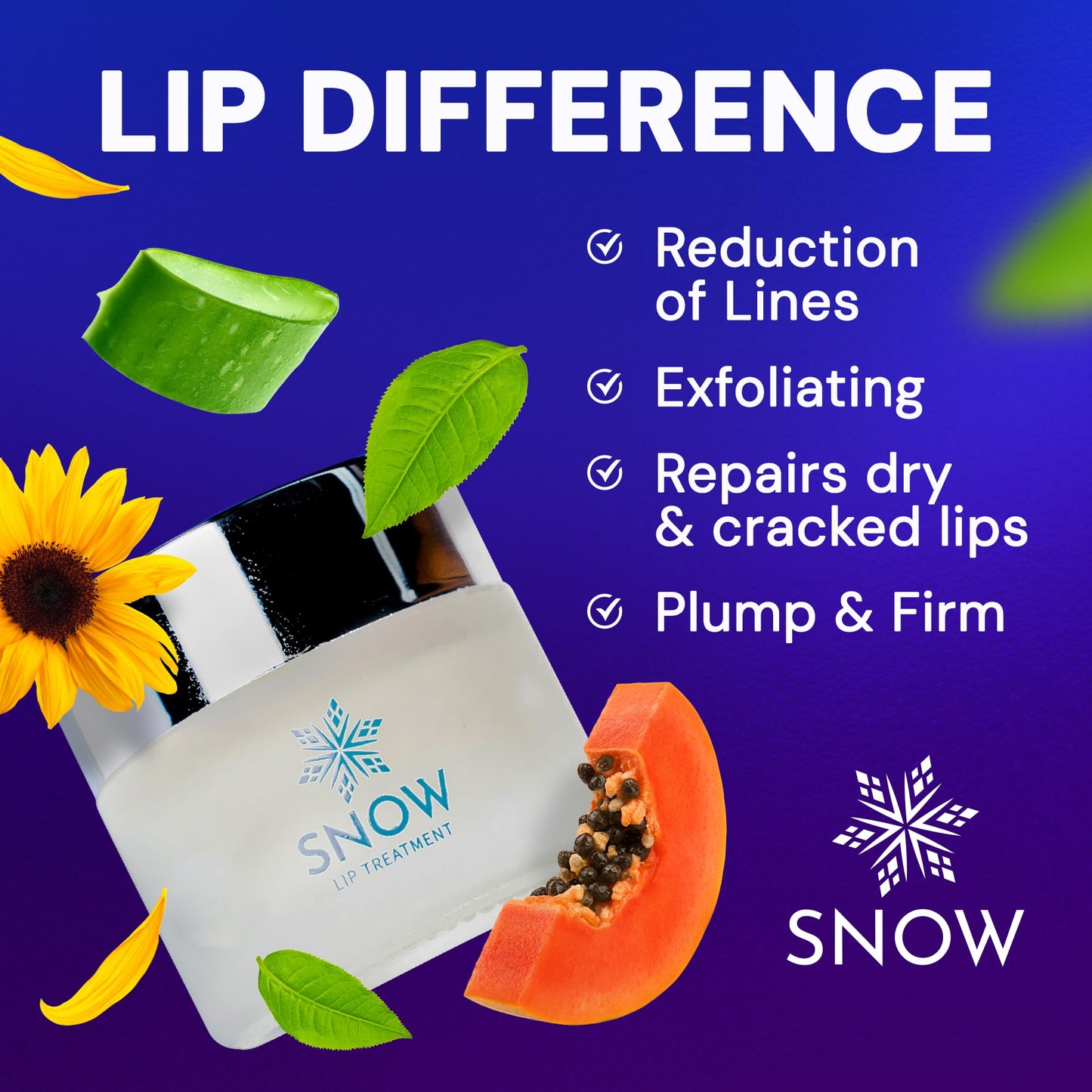 Snow Rejuvenating Lip Treatment with Hyaluronic Acid | Deeply Hydrating Lip Balm for Youthful-Looking Lips | Moisturizing Balm for Chapped Lips Nourishing Moisturizer Soft & Supple