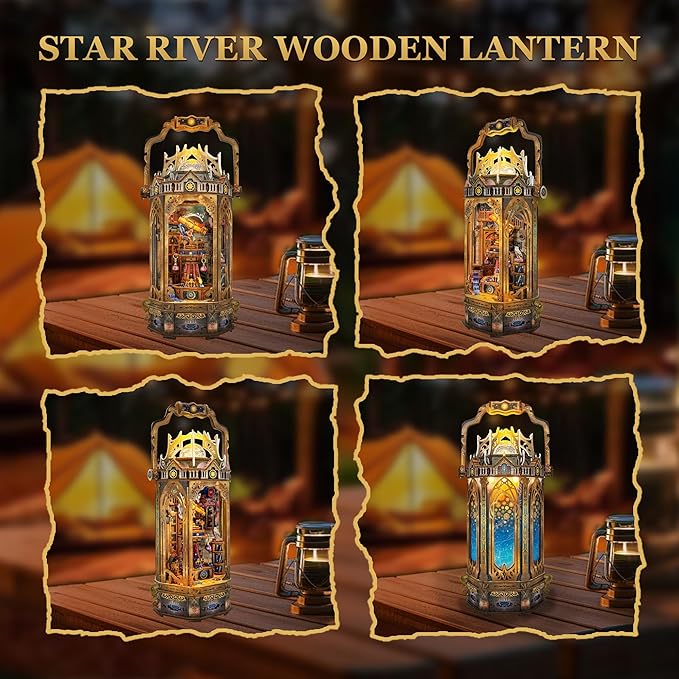 3D Wooden Puzzles for Adults 3D Puzzles Model kit Stress-Relief Toy with Mechanical Rotation Bookshelf Ideal Gift for Adults and Teens- The Lantern of Gaiaxy
