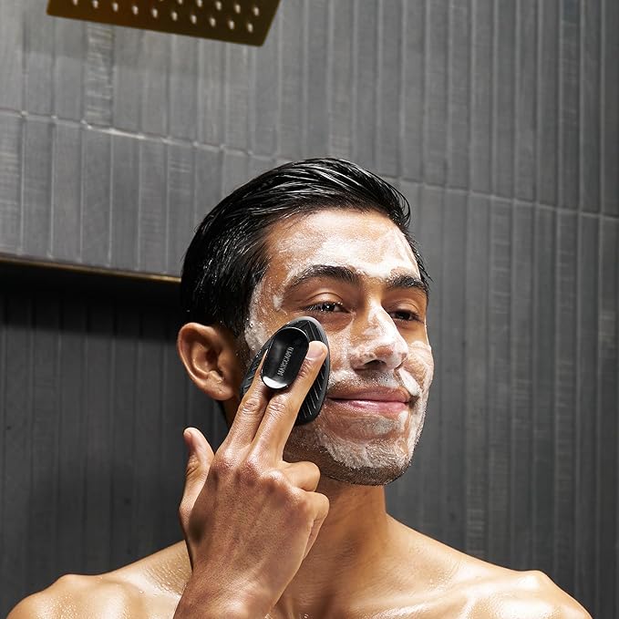 MANSCAPED® The Face Buffer - Men's Silicone Face Scrubber for Nourishing, Deep Cleaning & Exfoliating Your Skin, No-Slip Suction Cup Handle, Gentle Face Massage, 1-Pack