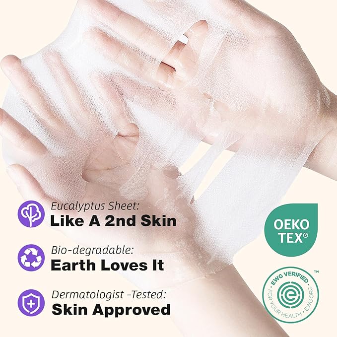 ZealSea Clean Beauty Face Masks Skincare, Minimalism 15 Ingredients Sheet Mask, Dopamine Color Design Facial Mask, Sleepover & Slumber Spa Party Supplies, Women Teen Girl Gifts Trendy Stuff, 7 Pack
