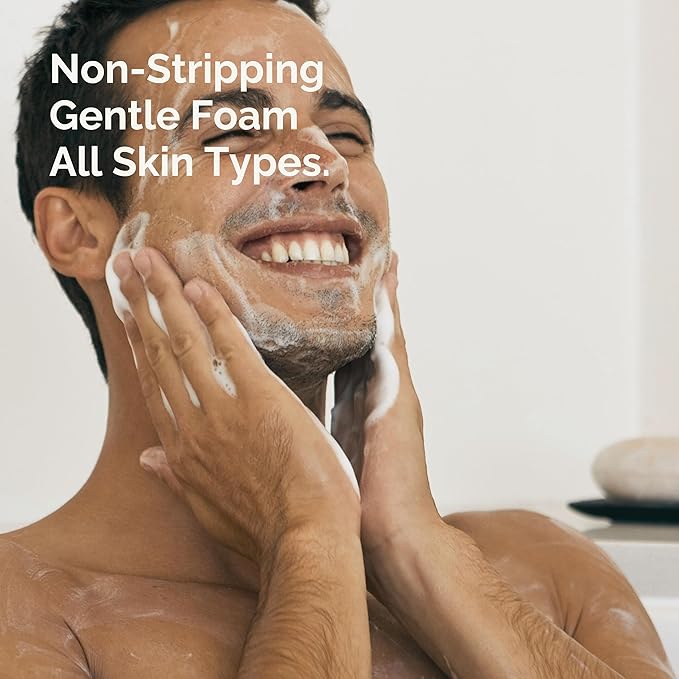 Nordisk Element Clarifying Gel Cleanser for Men with Plum Extract, Gentle Daily Face Wash for All Skin Types, Non-Stripping and pH Balanced, 100% Natural, Vegan, Sulfate-Free, 6.76 Fl Oz